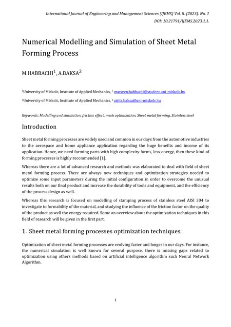 numerical simulation of sheet